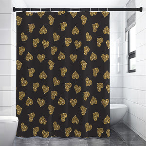 Gold Heart (NOT Real) Glitter Print Premium Shower Curtain