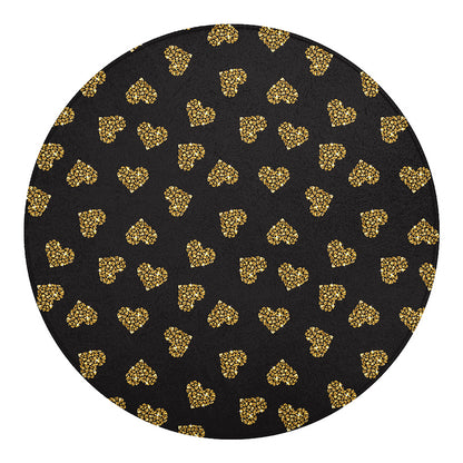 Gold Heart (NOT Real) Glitter Print Round Blanket