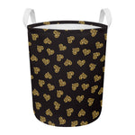 Gold Heart (NOT Real) Glitter Print Round Laundry Basket