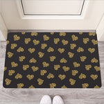 Gold Heart (NOT Real) Glitter Print Rubber Doormat