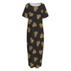 Gold Heart (NOT Real) Glitter Print Short Sleeve Long Nightdress