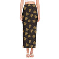 Gold Heart (NOT Real) Glitter Print Side Slit Maxi Skirt