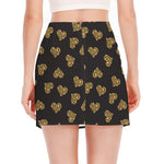Gold Heart (NOT Real) Glitter Print Side Slit Mini Skirt