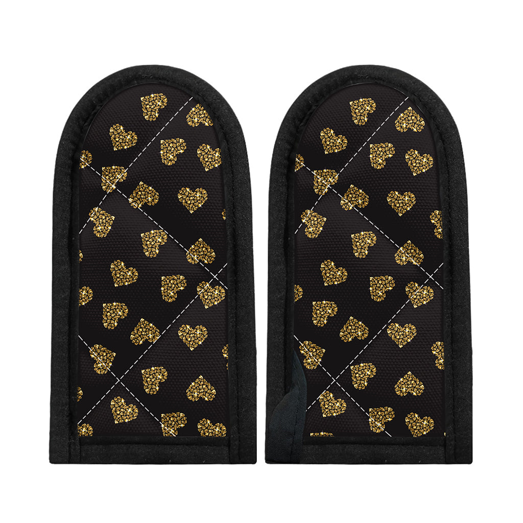 Gold Heart (NOT Real) Glitter Print Skillet Handle Cover