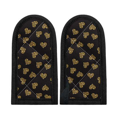 Gold Heart (NOT Real) Glitter Print Skillet Handle Cover