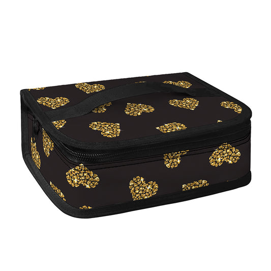 Gold Heart (NOT Real) Glitter Print Small Lunch Bag