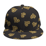 Gold Heart (NOT Real) Glitter Print Snapback Cap