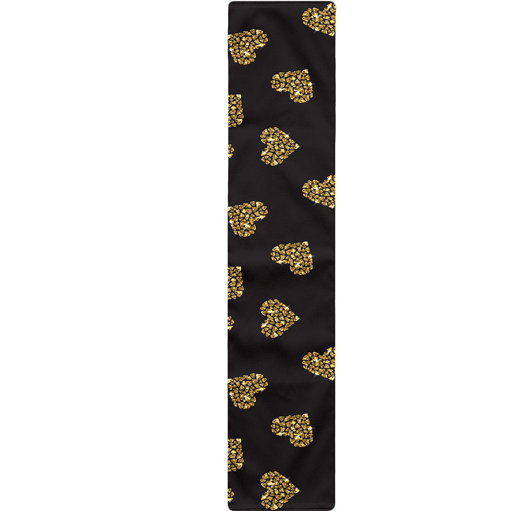 Gold Heart (NOT Real) Glitter Print Table Runner