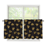 Gold Heart (NOT Real) Glitter Print Tier Curtains