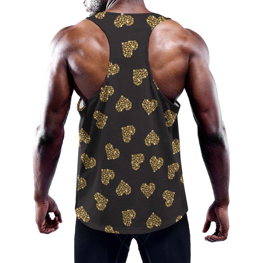 Gold Heart (NOT Real) Glitter Print Training Tank Top