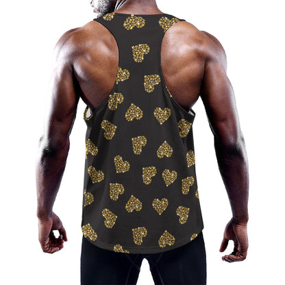 Gold Heart (NOT Real) Glitter Print Training Tank Top