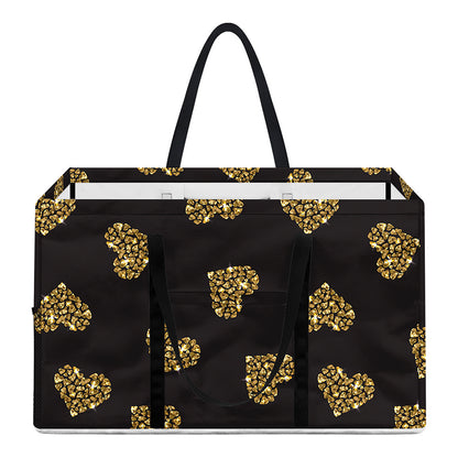 Gold Heart (NOT Real) Glitter Print Utility Tote Bag