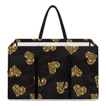Gold Heart (NOT Real) Glitter Print Utility Tote Bag