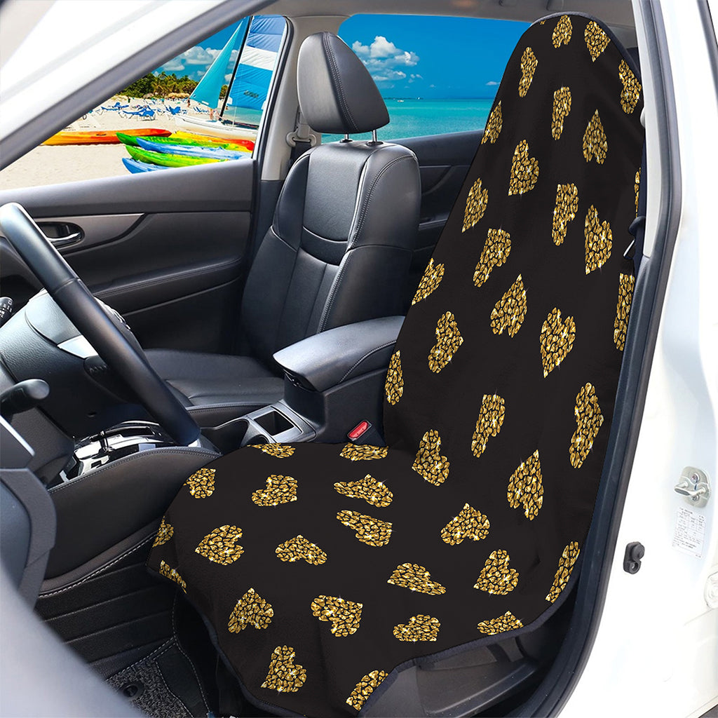 Gold Heart (NOT Real) Glitter Print Waterproof Car Seat Cover