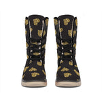 Gold Heart (NOT Real) Glitter Print Winter Boots