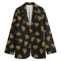 Gold Heart (NOT Real) Glitter Print Women's Cotton Blazer