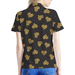 Gold Heart (NOT Real) Glitter Print Women's Polo Shirt