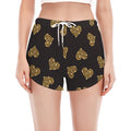 Gold Heart (NOT Real) Glitter Print Women's Split Running Shorts