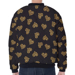 Gold Heart (NOT Real) Glitter Print Zip Sleeve Bomber Jacket