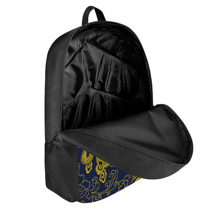 Gold Japanese Dragon Pattern Print 17 Inch Backpack
