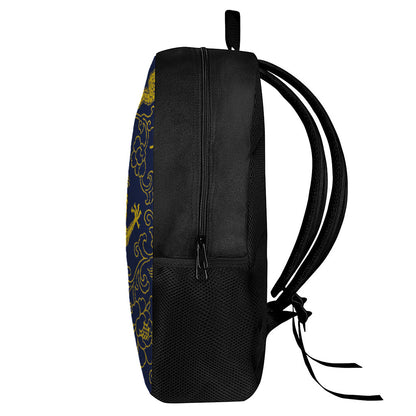 Gold Japanese Dragon Pattern Print 17 Inch Backpack
