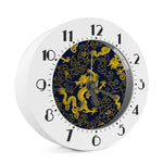 Gold Japanese Dragon Pattern Print Alarm Clock