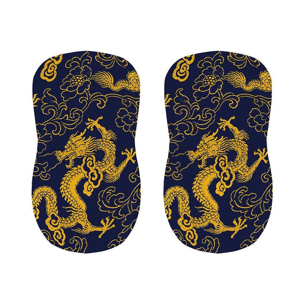 Gold Japanese Dragon Pattern Print Bar Stool Covers