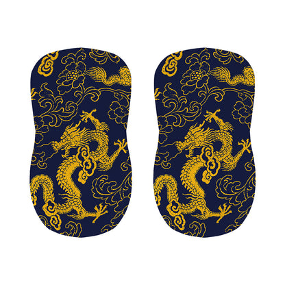 Gold Japanese Dragon Pattern Print Bar Stool Covers