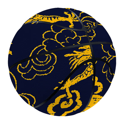 Gold Japanese Dragon Pattern Print Basketball