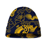 Gold Japanese Dragon Pattern Print Beanie