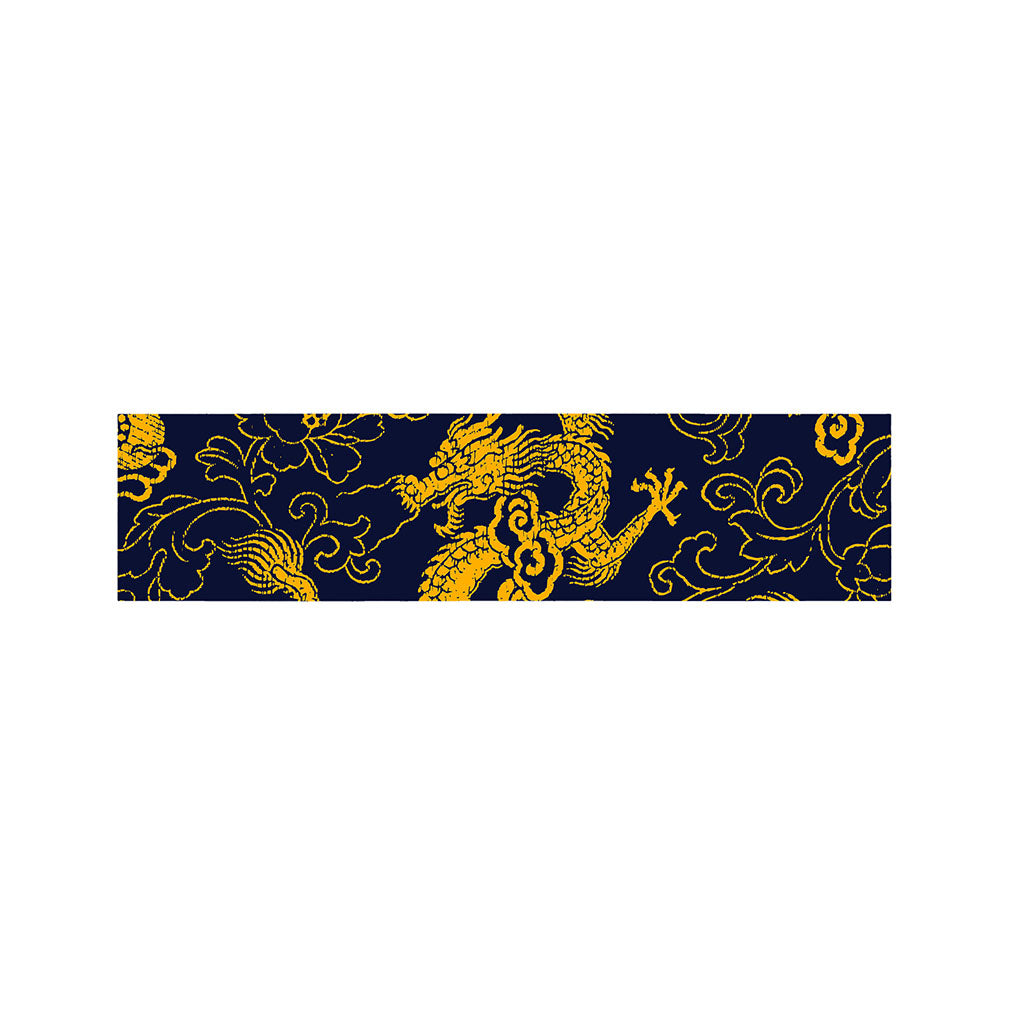 Gold Japanese Dragon Pattern Print Bed Runner
