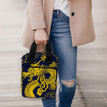 Gold Japanese Dragon Pattern Print Bible Tote Bag