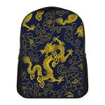 Gold Japanese Dragon Pattern Print Casual Backpack