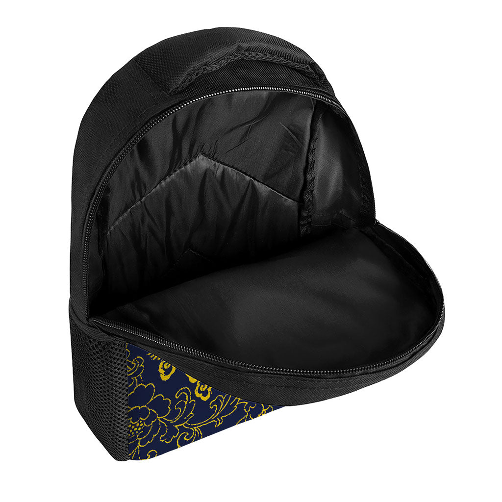 Gold Japanese Dragon Pattern Print Casual Backpack