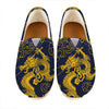 Gold Japanese Dragon Pattern Print Casual Shoes