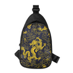 Gold Japanese Dragon Pattern Print Chest Bag