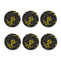 Gold Japanese Dragon Pattern Print Coaster Set