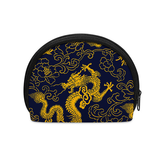 Gold Japanese Dragon Pattern Print Coin Purse