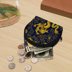 Gold Japanese Dragon Pattern Print Coin Purse