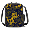 Gold Japanese Dragon Pattern Print Crossbody Lunch Bag