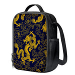 Gold Japanese Dragon Pattern Print Crossbody Lunch Bag