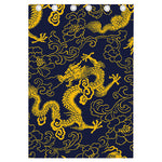 Gold Japanese Dragon Pattern Print Curtain