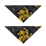Gold Japanese Dragon Pattern Print Dog Bandana