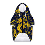 Gold Japanese Dragon Pattern Print Dog Zip Up Hoodie