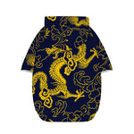 Gold Japanese Dragon Pattern Print Dog Zip Up Hoodie