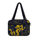Gold Japanese Dragon Pattern Print Double Strap Bible Bag