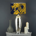 Gold Japanese Dragon Pattern Print Drum Lamp Shade