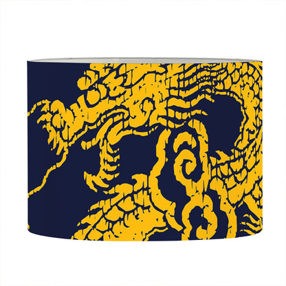 Gold Japanese Dragon Pattern Print Drum Lamp Shade