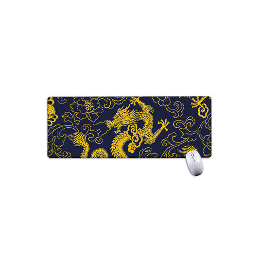 Gold Japanese Dragon Pattern Print Extended Mouse Pad