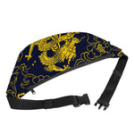 Gold Japanese Dragon Pattern Print Fanny Pack